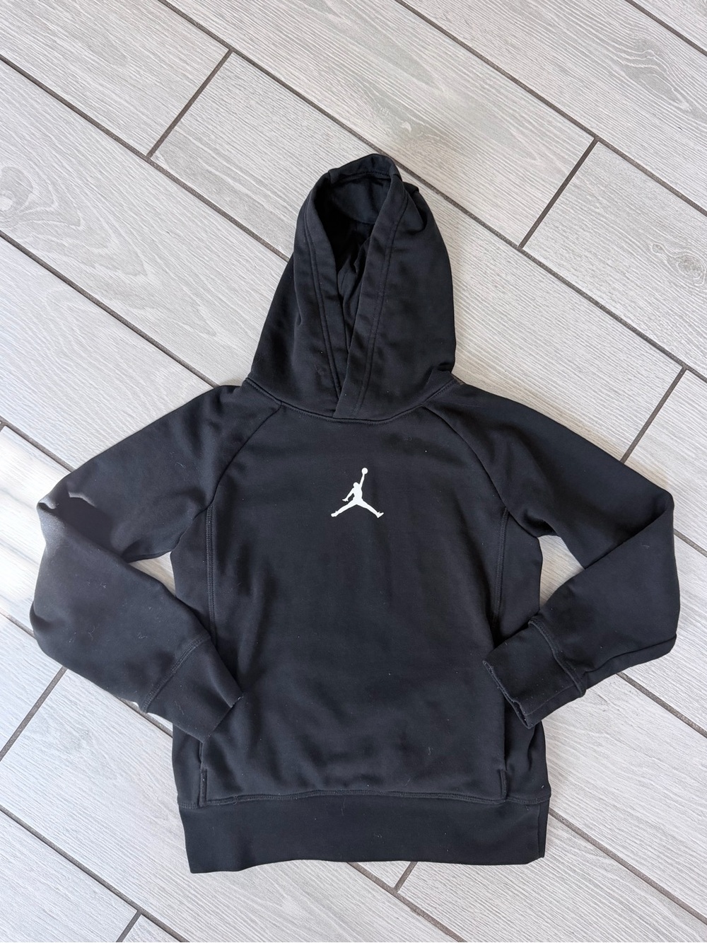 Jordan Black Hoodie with White Jumpman size 8-10 youth